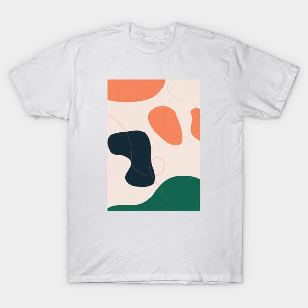 Abstract Mid Century Shapes, Coral Tones T-Shirt by Colorable